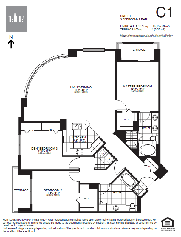 Floor plan for 3 beds, 2 baths, 1678 sqft
